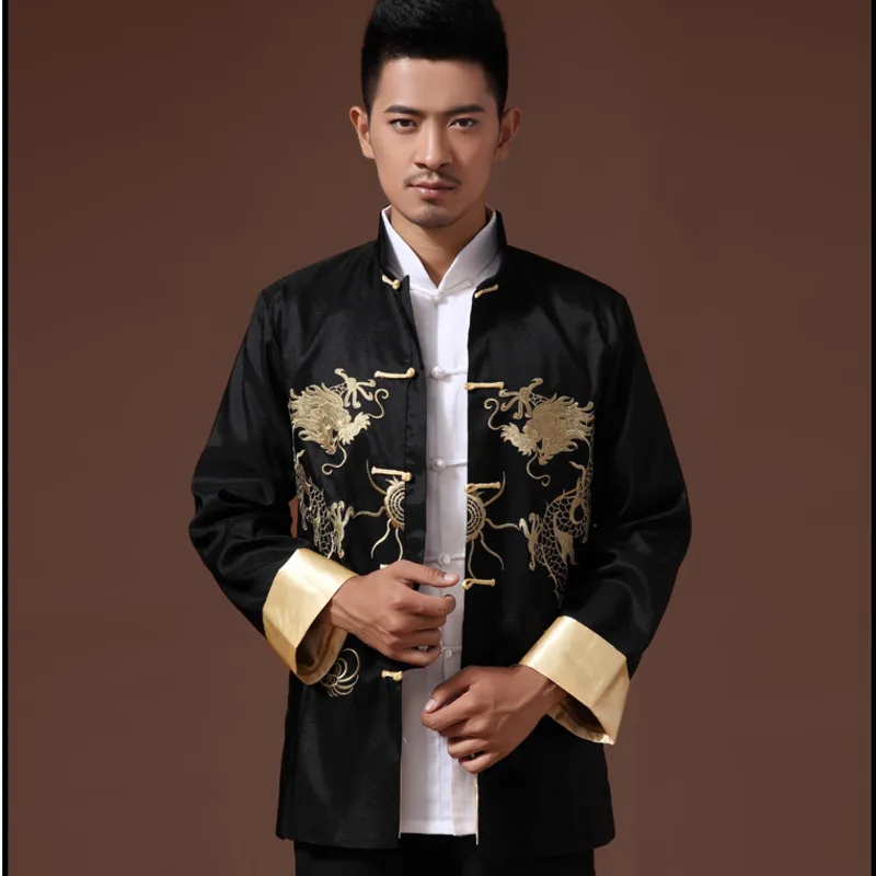 סינית מסורתית פיניקס מודפס בגדים הדרקון טאנג חליפה של בגדי גברים רקום שרוול ארוך פסטיבל החתונה ז ' קט - 1