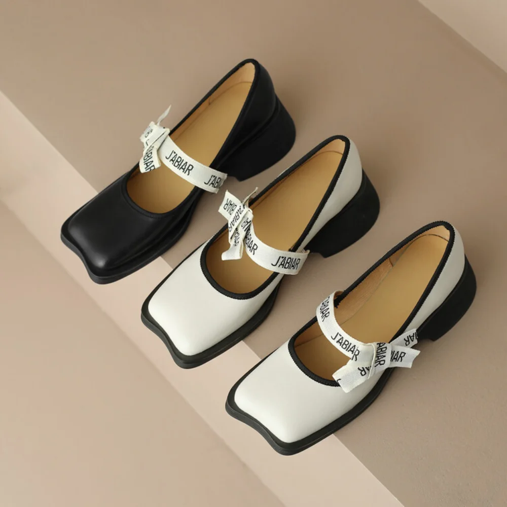 עור לוליטה נעליים נשים יפניות בסגנון מרי ג ' יין נעליים נשים וינטאג רדודים עקב נמוך בוהן מרובע נעליים סטודנט נעליים - 1