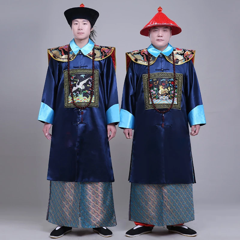 עתיק שחור צבאי רשמי האזרחי הרשמי המדים שושלת צ ' ינג העתיקה בגדים של גברים Cheongsam שלח את הכובע בודהה חרוזים צעיף - 1