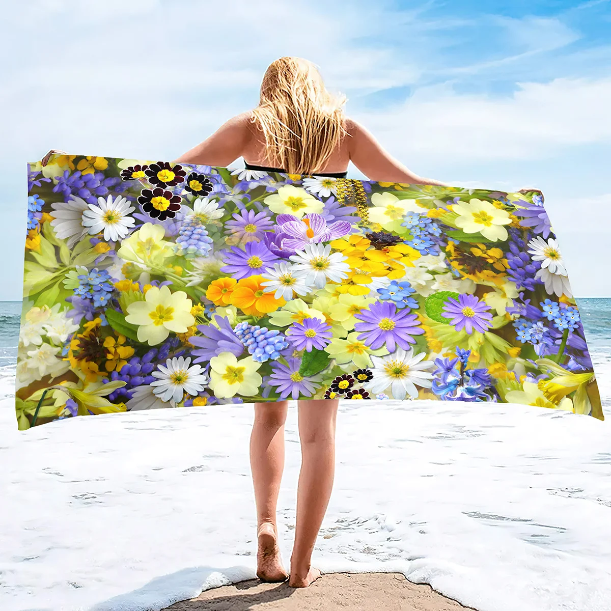 פרחים גדולים מיקרופייבר מגבות חוף סופר סופג חול חופשי מגבות יבש מהיר קל משקל מיקרופייבר הוואי בריכה מגבות - 1