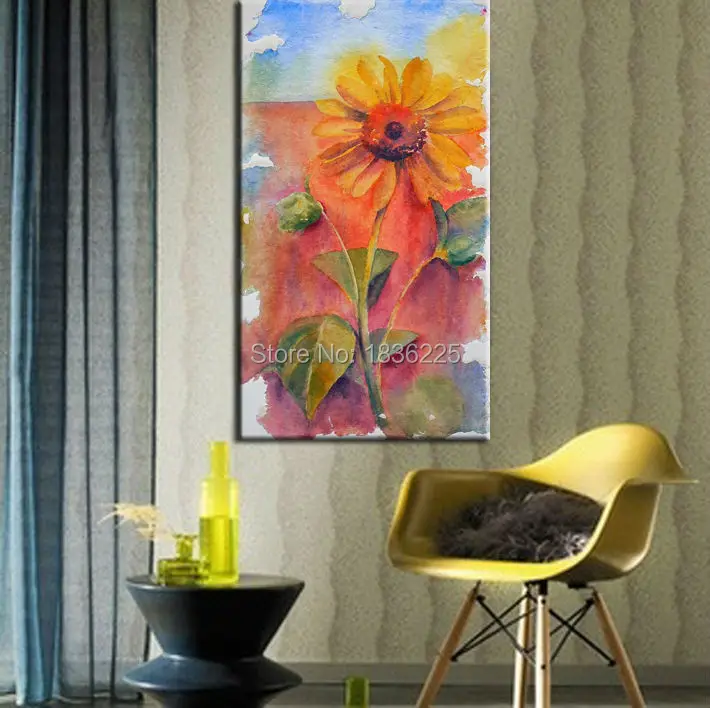 צבוע ביד פרח עיצובים ציור מודרני, ציור שמן חמניות עיצוב לקישוט הבית בעבודת יד שמן התמונה - 1