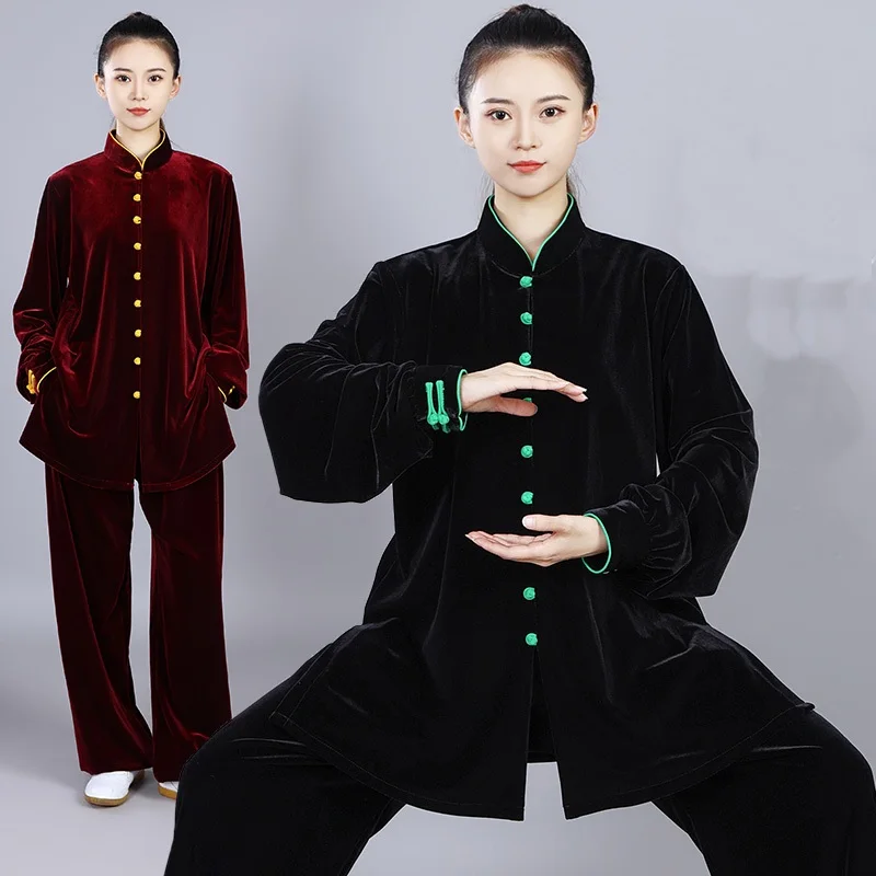 קונג פו בגדי יוניסקס סינית מסורתית בגדי קטיפה טאי צ ' י לרקום הדרקון אומנויות לחימה תחפושת ביצועים החליפה V3056 - 1