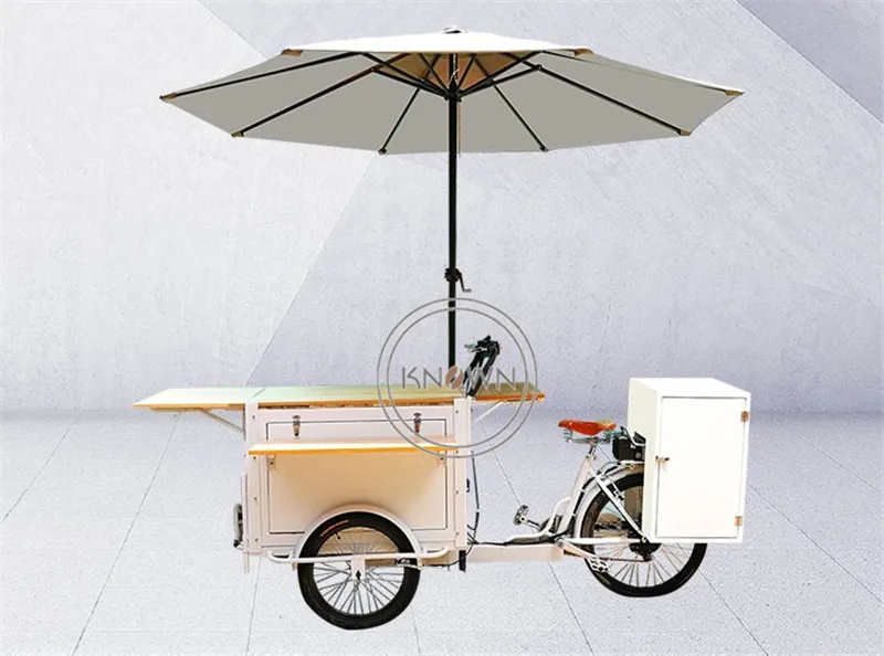 רחוב דוושת קפה תלת אופן חטיפים אוטומטיות העגלה נייד מטען אופניים אופניים למכירה - 1