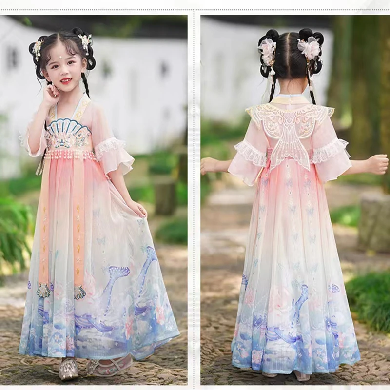 רקמה הסינית האן-פו נסיכה פרח בנות שמלת מסיבת חתונה שמלות ערב בנות חג המולד vestido שמלה מהודרת - 1