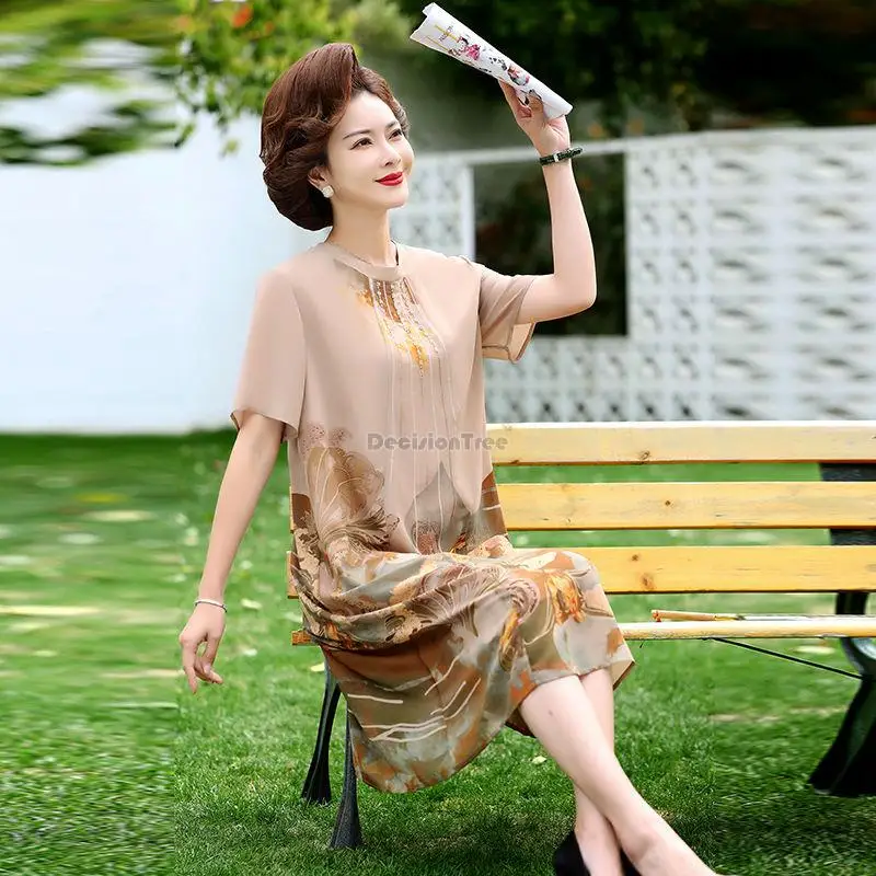 2023 שיפור סיני החלוק שמלת קיץ סיבוב חדש צווארון שרוול קצר זמן חופשי סגנון נשים היומי רטרו סיני השמלה - 2