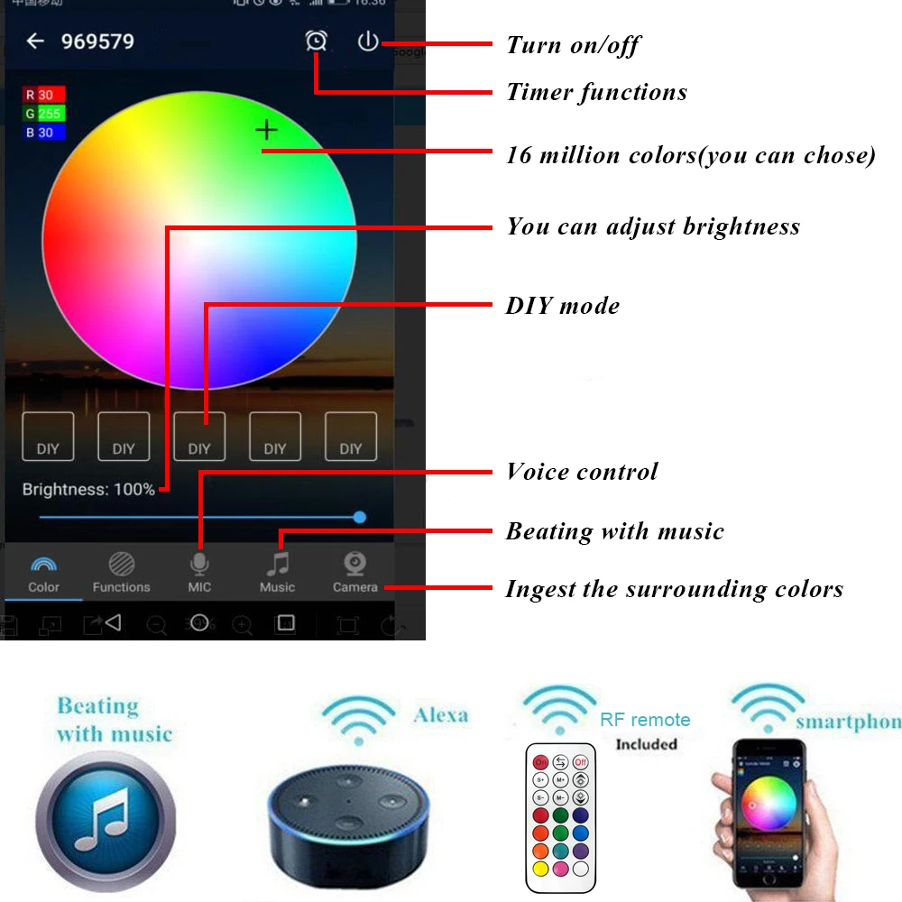 30X WIFI מבוקר טיימר 45mm 12V RGB RGBW חצר מרפסת LED סיפון מדרגות Soffit שלב האור אלקסה Googlehome IFTTT הטלפון App - 2