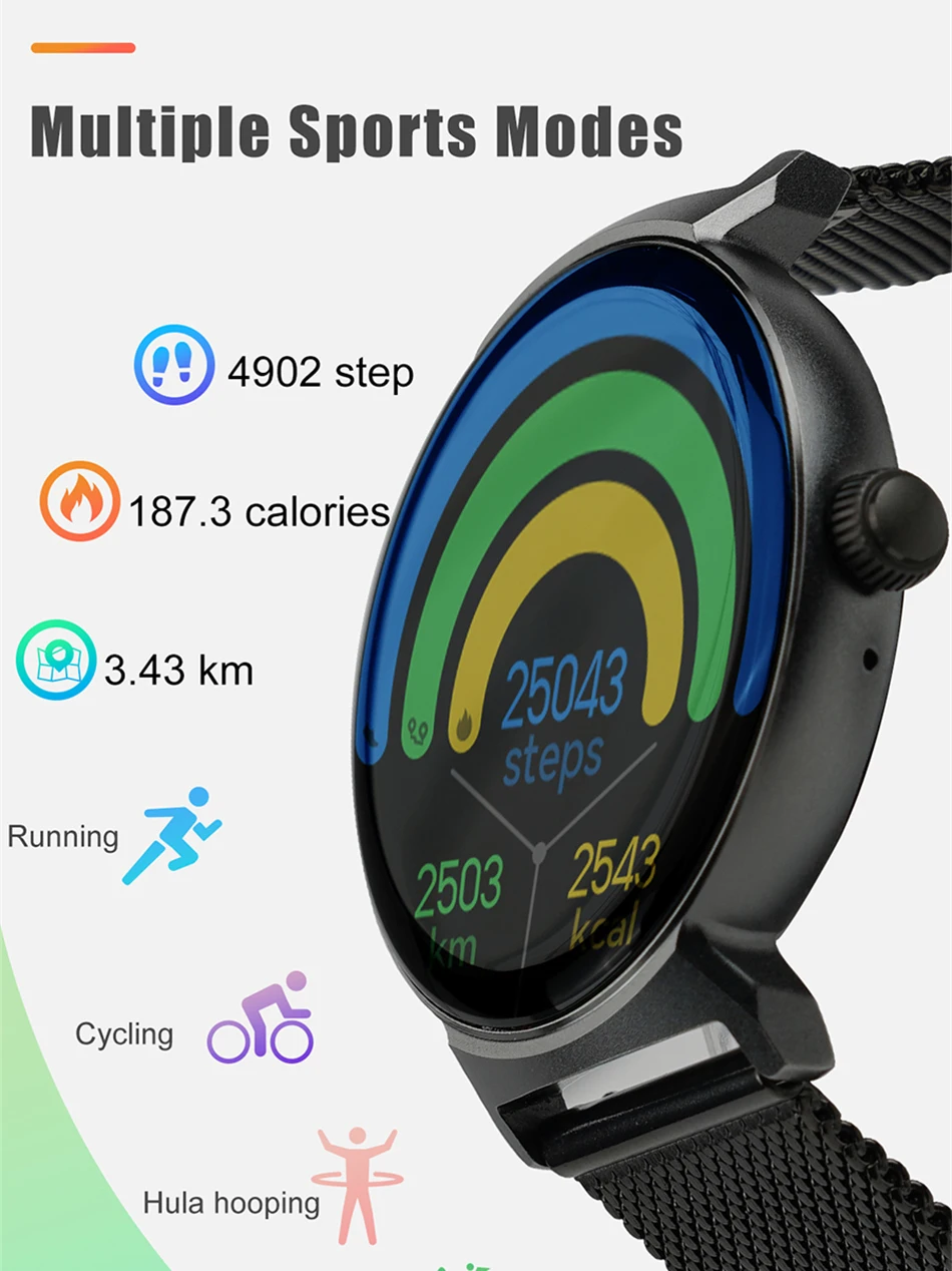 Bluetooth חדש קורא לנשים שעון חכם AMOLED מגע מלאה כושר קצב הלב פעילות גופנית גברים Smartwatch גברת שעון+box עבור אנדרואיד IOS - 2