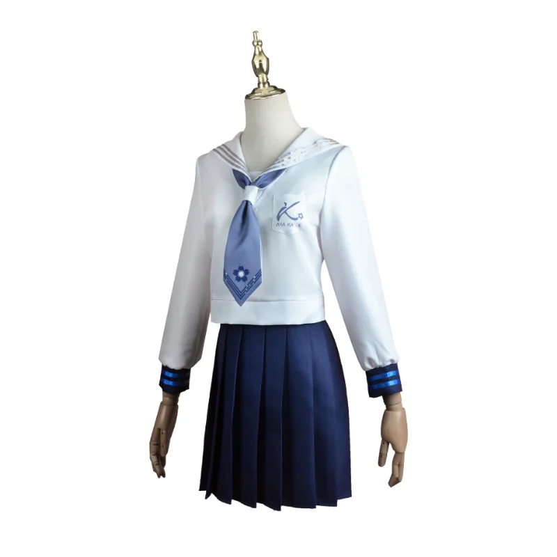 Genshin השפעה תחפושות קוספליי Kamisato Ayaka Kamisato Ayato הפאה Jk תלבושת בית הספר הצמדה כמה תחפושות חולצה קצרה חצאית סט - 2