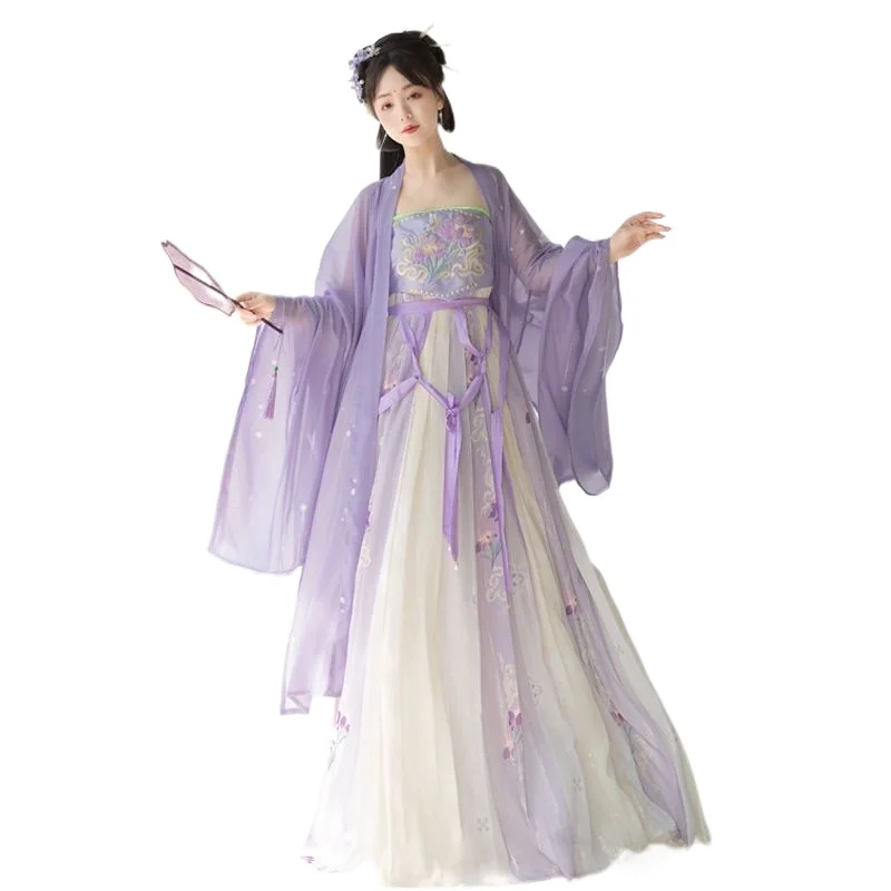Hanfu השמלה נשים סינית עתיקה מסורתית Hanfu להגדיר נקבה מסיבת תחפושות קוספליי תלבושת קיץ Hanfu סגול בשמלה הירוקה. - 2