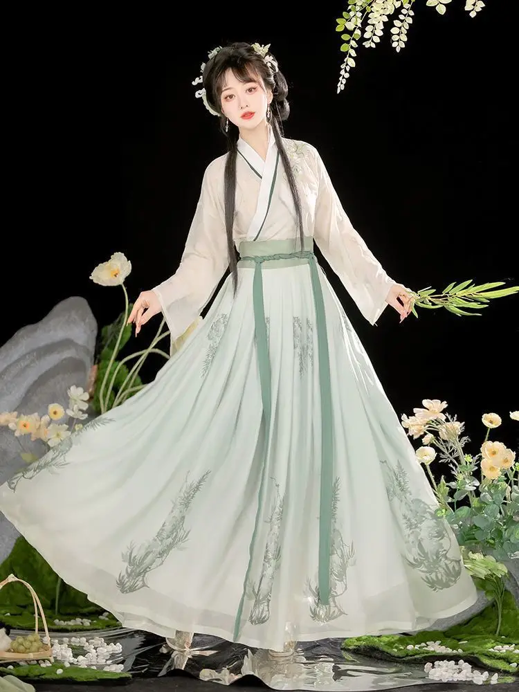 Hanfu השמלה נשים סינית עתיקה שושלת סונג Hanfu להגדיר נקבה תחפושות קוספליי מסיבת קיץ Hanfu השמלה 3pcs סטים לנשים. - 2