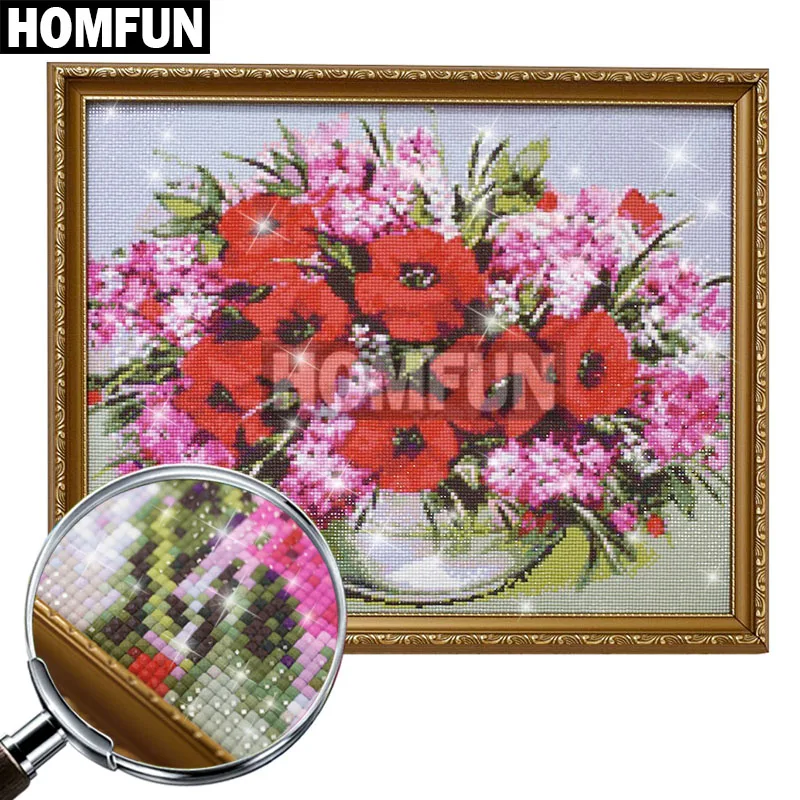 HOMFUN 5D יהלום תבנית ריינסטון רקמה Diy יהלום ציור צלב תפר 