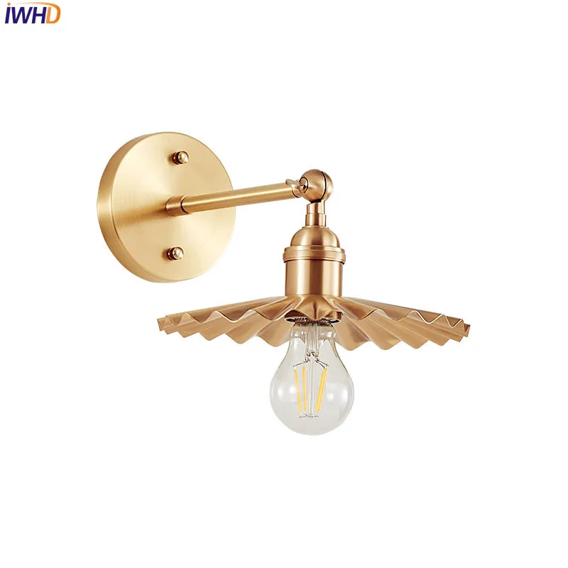 IWHD נורדי נחושת מנורת קיר ליד המראה בחדר האמבטיה, הסלון בציר קיר אורות LED השינה תאורה ביתית Lampara ונקייה - 2