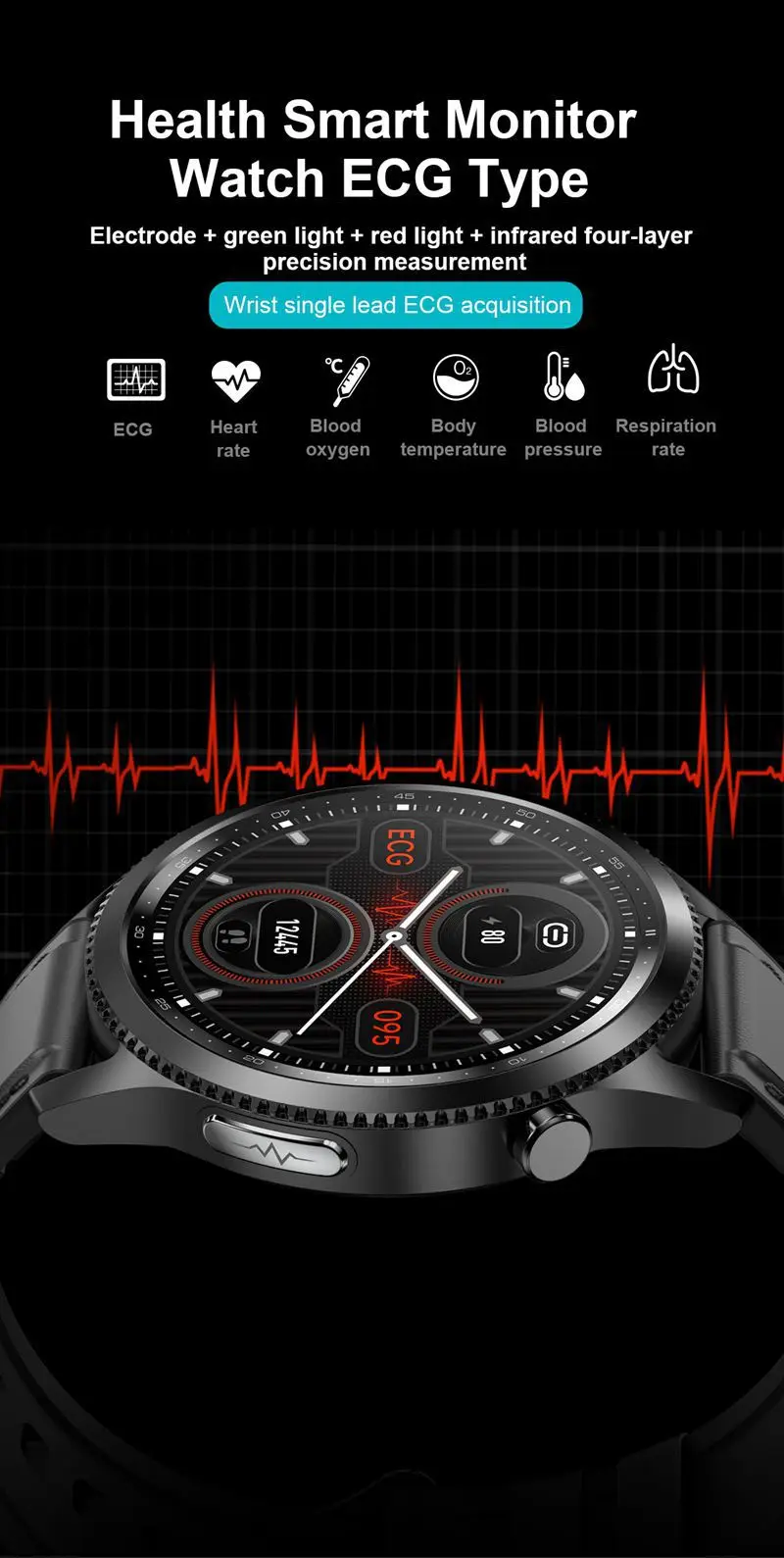 Lenovo שעון חכם נשים החמצן בדם, לחץ א. ק. ג מוניטור לבריאות עמיד למים ספורט גברים צמיד Smartwatch - 2