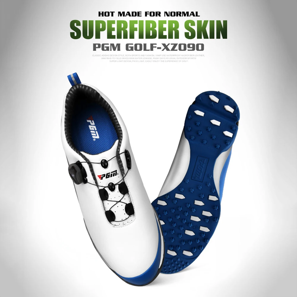 PGM גברים נעלי גולף 3D לנשימה Groove נגד החלקה ספייק עמיד למים מהר לשרוך מזדמן גולף נעלי ספורט נעלי אימון - 2