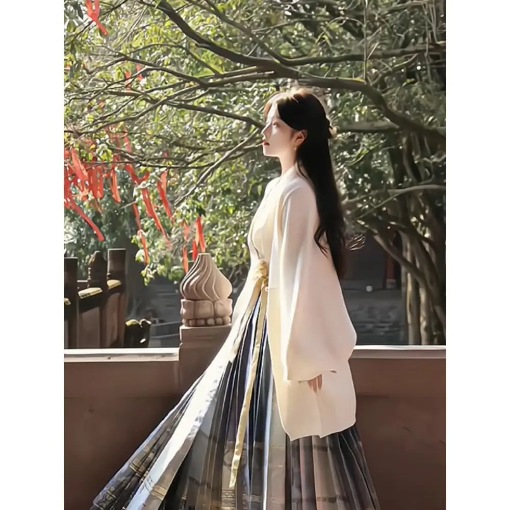 Yourqipaob חדש בסגנון סיני פני סוס חצאית יומי משופר Hanfu רטרו החצאית שני חלקים נשיים הקיץ סיני Hanfu השמלה - 2
