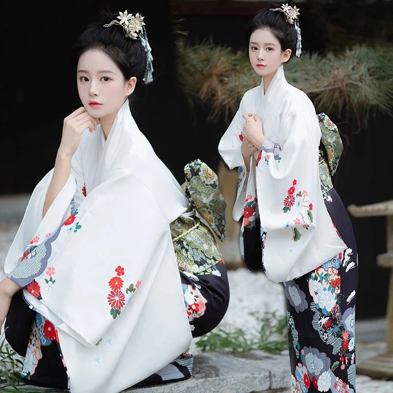 אופנה לאומי מגמות נשים סקסי קימונו יאקאטה עם אובי חידוש שמלת ערב יפנית Cosplay תלבושות קימונו פרחונית לנשים - 2