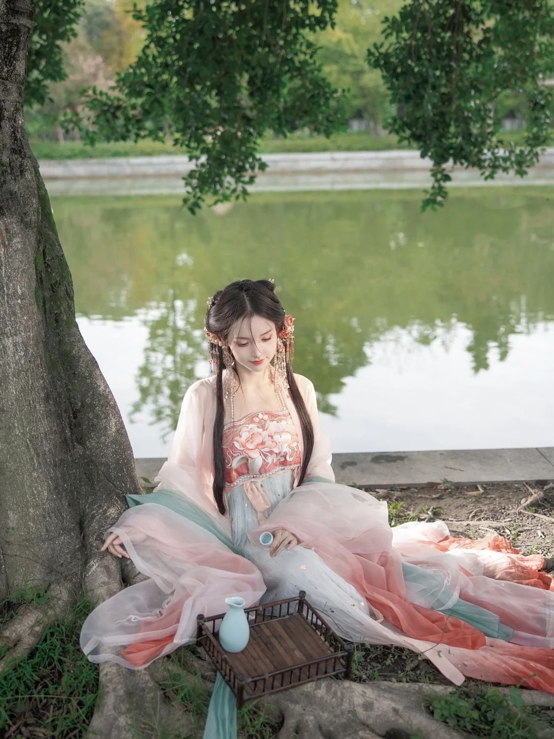 אסתטי הפייה המקורי Hanfu הנשי החזה-אורך האן אלמנטים טאנג סגנון גדול שרוול החולצה רקמה Khov חליפת חצאית - 2