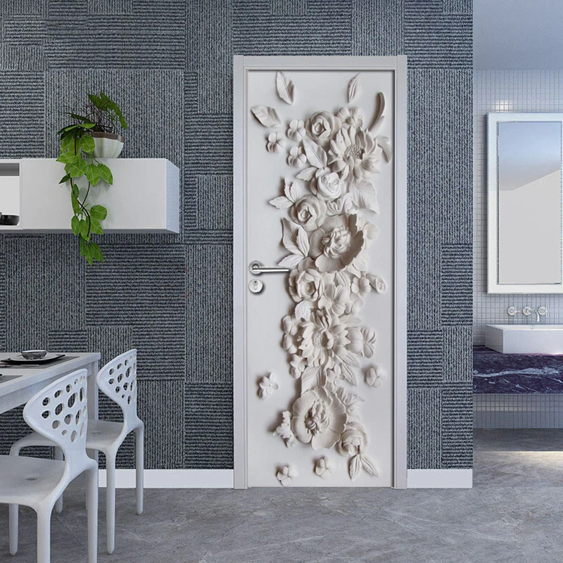 בולטות פרח קיר חדר השינה, הסלון הדלת קישוט מדבקה 3D טפט PVC הדבקה עצמית עמיד למים ציור קיר ציור קיר - 2