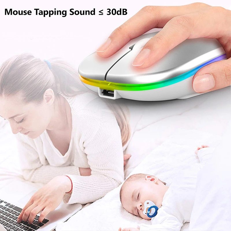חדש העכבר האלחוטי RGB נטענת Bluetooth עכברים אלחוטיים למחשב Mause LED Backlit ארגונומי עכבר משחקים עבור מחשב נייד - 2
