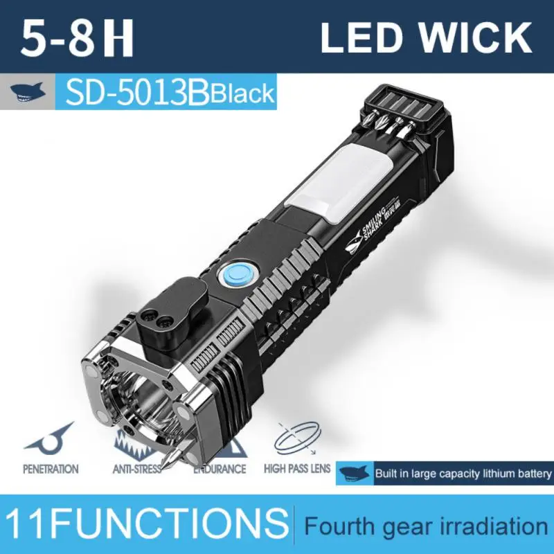 חזק פנס LED סופר מבריק להתרכז לפידים נייד לפיד נטענת USB חיצוני קמפינג טקטי פלאש אורות - 2