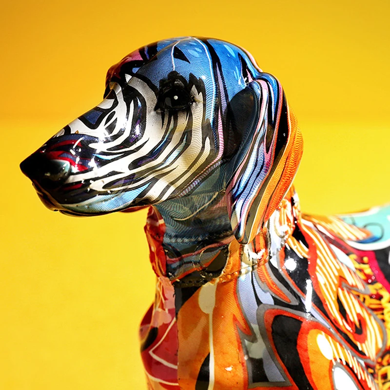 יצירתי צבוע צבעוני כלב תחש קישוט הבית המודרני יין הקבינט עיצוב משרד העבודה שרף אמנות מיניאטורות פסל - 2