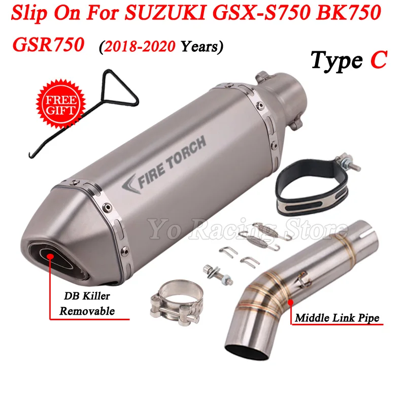 להחליק על סוזוקי BK750 GSX-S 750 GSX S750 2018 - 2020 אופנוע פליטה לברוח שונה חיבור באמצע הקישור צינור פליטה - 2