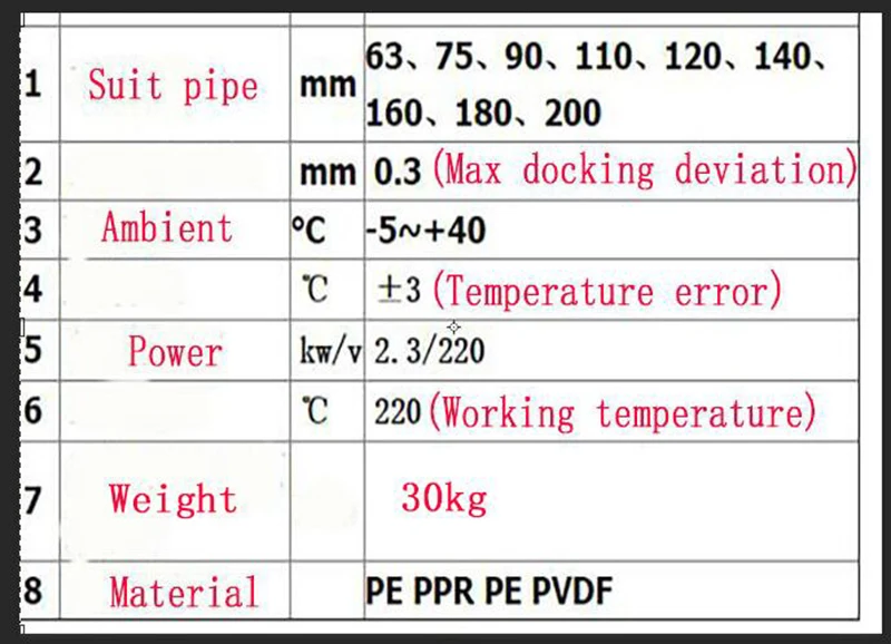 מדריך PE PPR צינור PVDF תחת מכונת ריתוך ריתוך צינור בגודל 63-200mm PE צינור חם להמיס את התחת רתך - 2