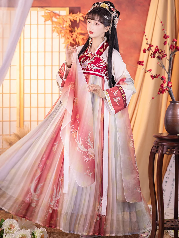 מקורי Hanfu הנשי המקורי טאנג Qiqiru Ru חצאית רקומה סופר פיות כרוב סט מלא סינית מסורתית חצאית - 2
