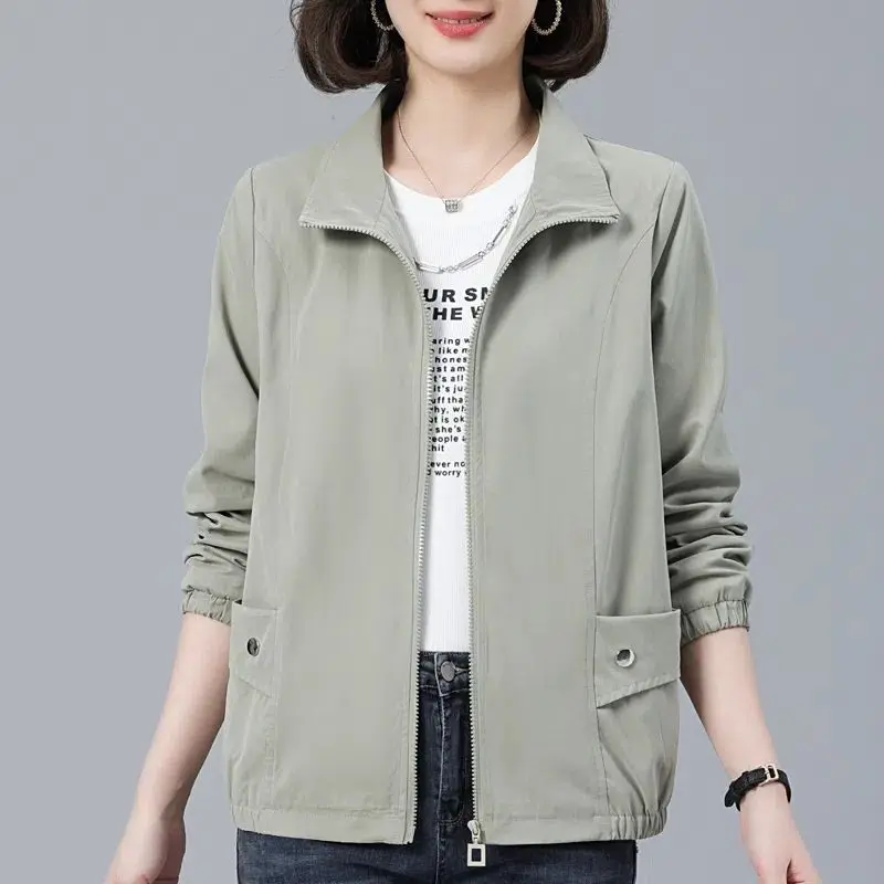נשים 2023 חדש האביב הסתיו קוריאני משובח רוכסן רופף מעיל נשי אופנה מזדמן שרוול ארוך מוצק מעיל בגדים X95 - 2
