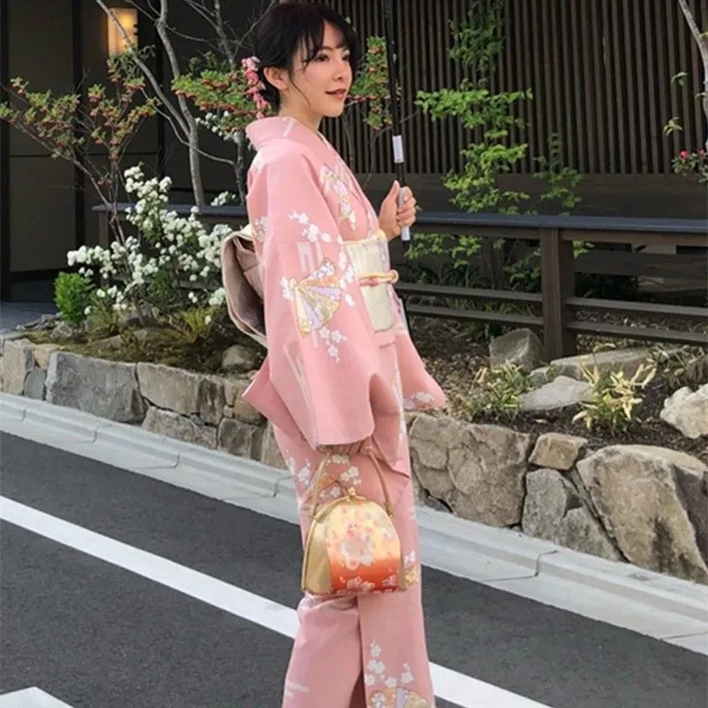 סאקורה ילדה שמלת קימונו יפני יאקאטה אובי חלוק נשים פרחוני הדפסה Haori יפן מדים תחפושות קוספליי מסיבה קצרה שמלת - 2