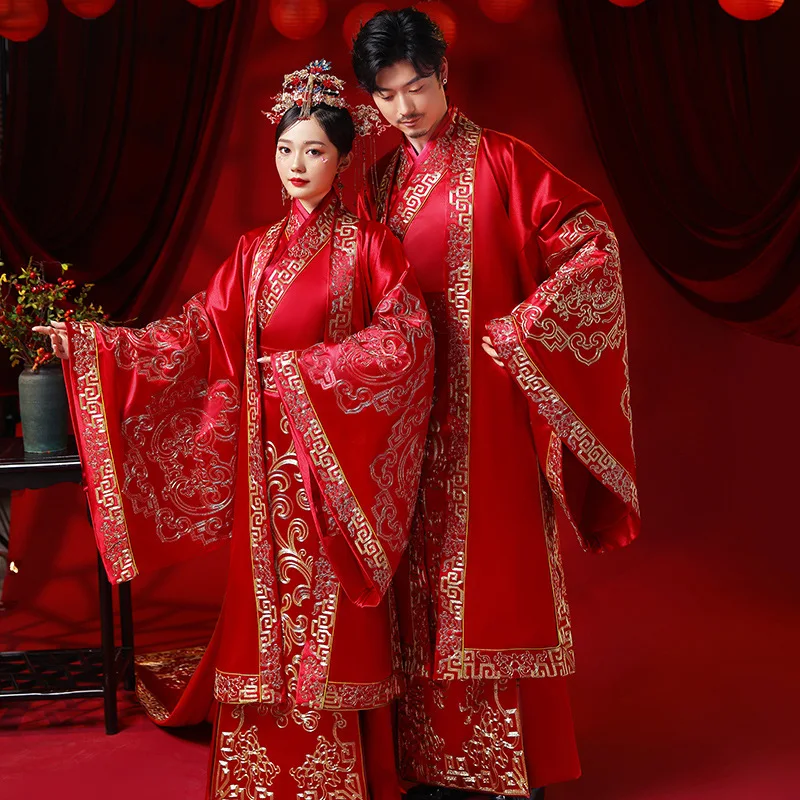 סינית מסורתית מעולה רקמה בגודל אחד להתחתן Hanfu כמה חליפת חתונה אלגנטית כלה צ ' יפאו השמלה китайская одежда - 2