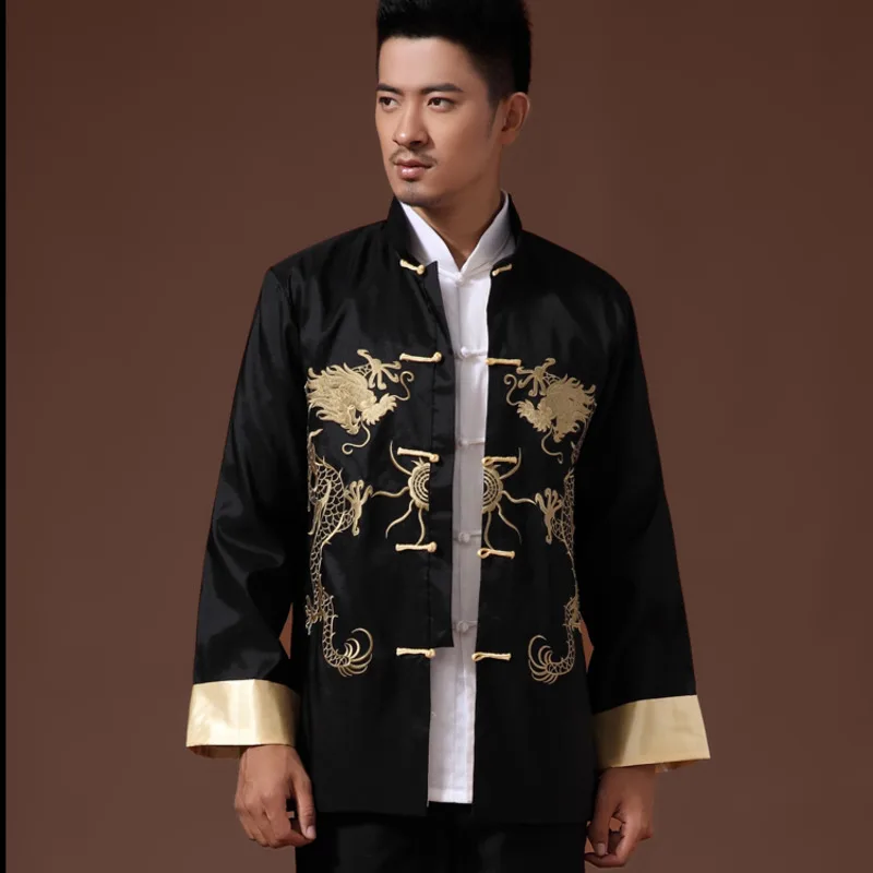 סינית מסורתית פיניקס מודפס בגדים הדרקון טאנג חליפה של בגדי גברים רקום שרוול ארוך פסטיבל החתונה ז ' קט - 2