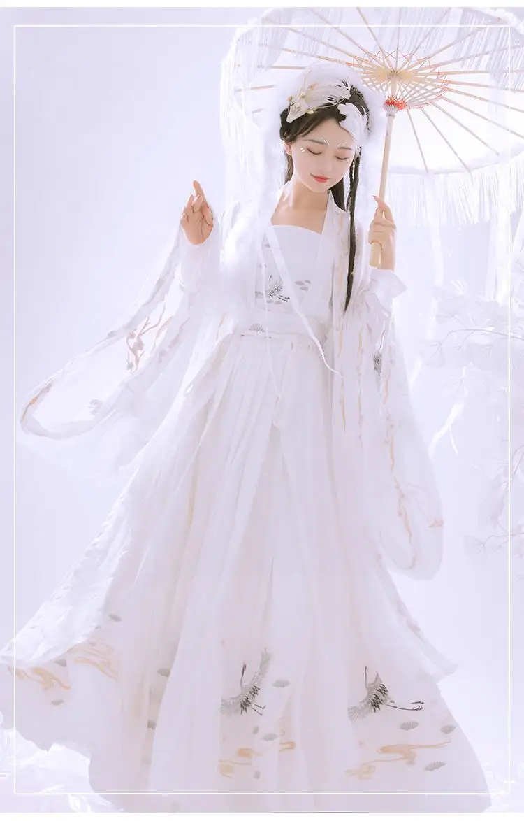 סינית עתיקה Hanfu נשים תעשייה כבדה רקמה כפול עם חזה אורך מותן Ru חצאית 6m נדנדה גדולה שרוול החולצה Perfor - 2