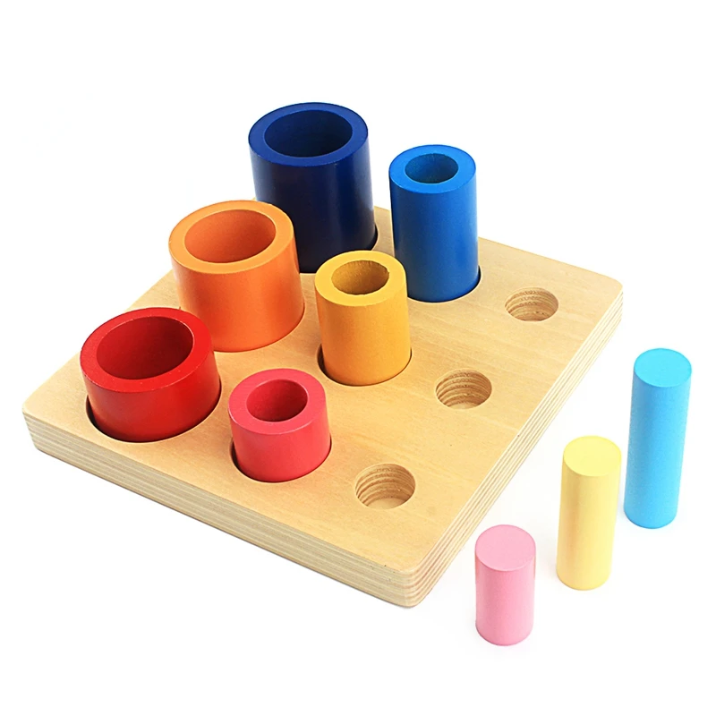פעוט מונטסורי עץ צעצועים שונים מעגלים, גלילי בלוק צעצוע לילדים צבעים הכשרה לגיל הרך Brinquedos Juguets - 2