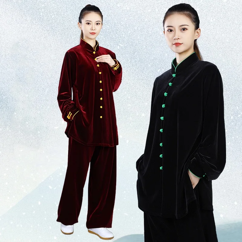 קונג פו בגדי יוניסקס סינית מסורתית בגדי קטיפה טאי צ ' י לרקום הדרקון אומנויות לחימה תחפושת ביצועים החליפה V3056 - 2
