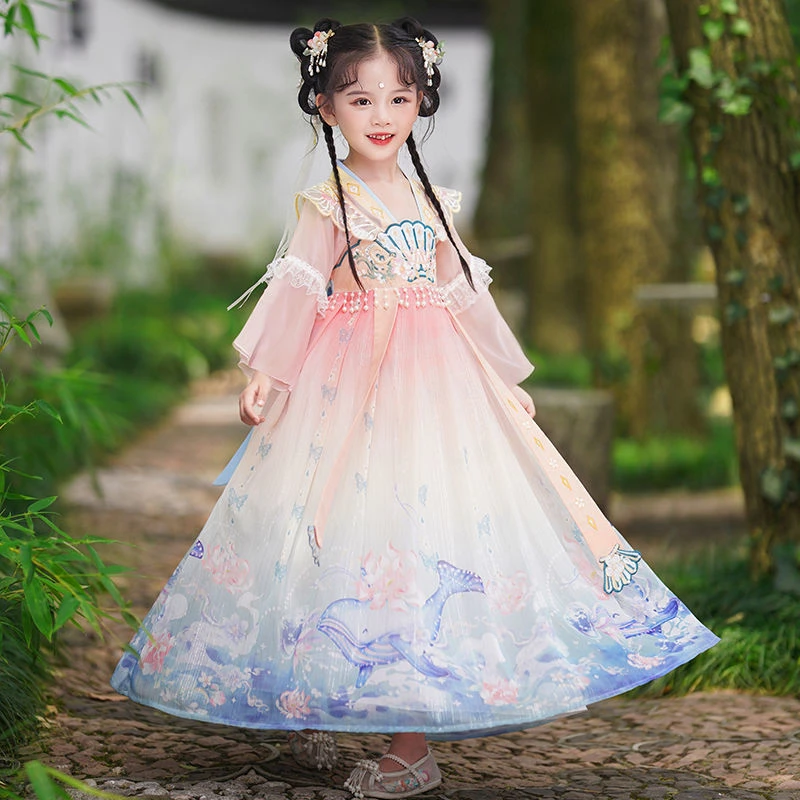 רקמה הסינית האן-פו נסיכה פרח בנות שמלת מסיבת חתונה שמלות ערב בנות חג המולד vestido שמלה מהודרת - 2