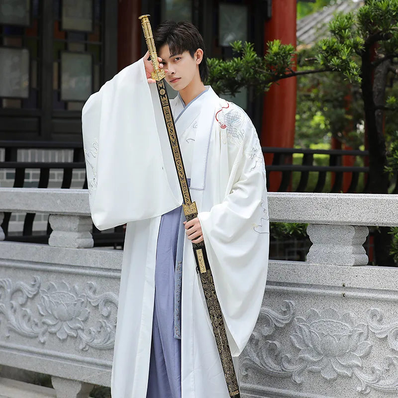 שושלת האן סייף הבמה Cosplay בגדי גבר בציר סינית מסורתית הדרקון רקמה Hanfu העתיקה מזרחי בגדים - 2