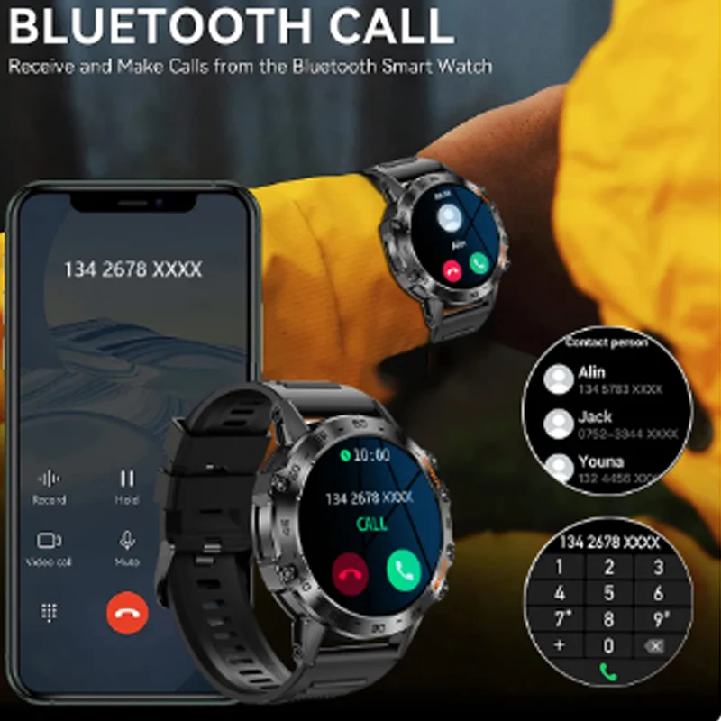 2023 Bluetooth שיחה SmartWatch על Oukitel C21 Pro ZTE Blade L210 Xiaomi 11 אולטרה גברים IP67 עמיד למים עבור TP-Link Neffos C9S - 3