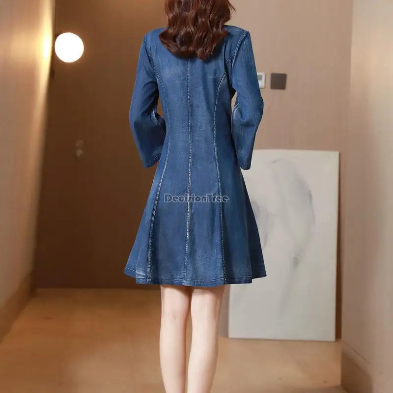 2023 סתיו סיני חדש בציר רקמה שיפור cheongsam סגנון ג ' ינס, שמלה נשית התלקח השרוול קו a-שמלה קצרה g1007 - 3