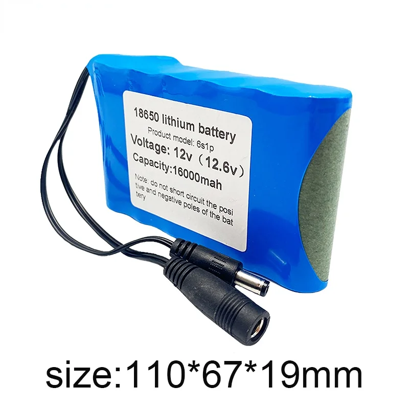 Draagbare סופר 12V 6S1P 16000Mah Batterij Oplaadbare ליתיום-יון Capaciteit Dc 12.6 V 16Ah טלוויזיה במעגל סגור מצלמת מוניטור + Lader - 3