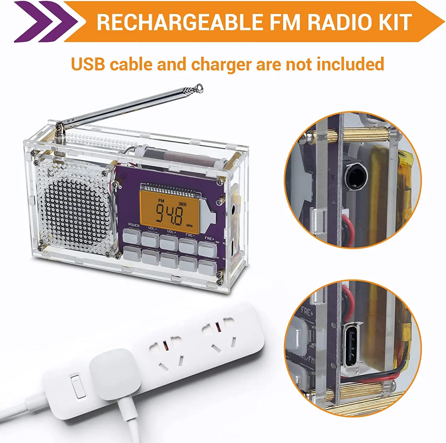 FM MW SW אלחוטית מקלט רדיו מודול DIY הדיגיטלי שעון מבוקר רדיו הלחמה להגדיר מונו ערוץ כפול מגבר - 3