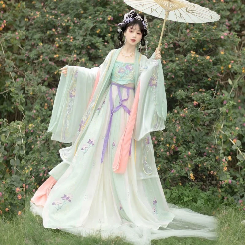 Hanfu השמלה נשים סינית עתיקה מסורתית Hanfu להגדיר נקבה מסיבת תחפושות קוספליי תלבושת קיץ Hanfu סגול בשמלה הירוקה. - 3