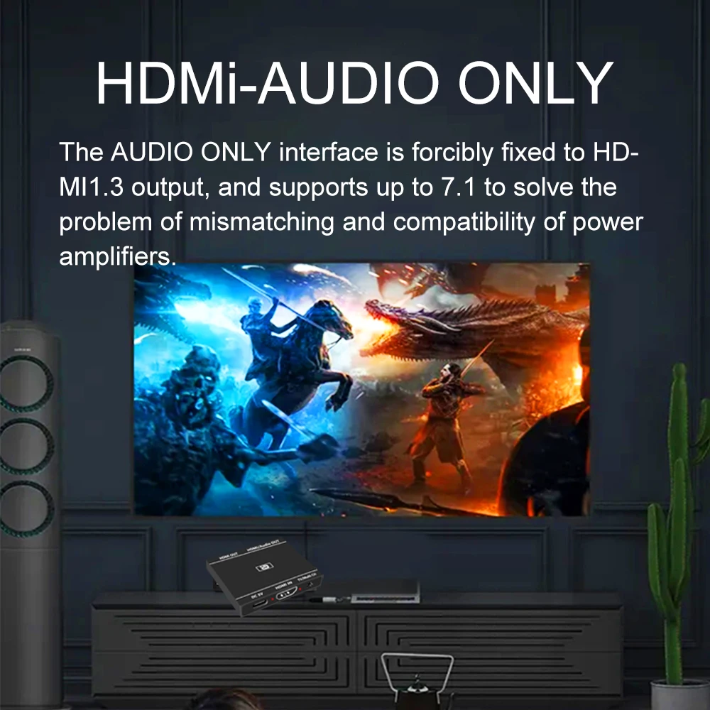 HDMI2.0b 1x2 ספליטר 4K@60HZ UHD-1 2-HDMI תואם רק Audio Extractor HDCP קראק 7.1 CH-Dolby Atmos PS TV Box - 3