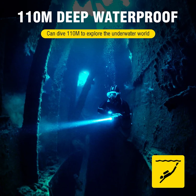 XHP50.2 פנס Led 100 מטר מתחת למים הכי חזק מקצועי צלילה אור צלילה לפיד יד המנורה 26650 18650 - 3