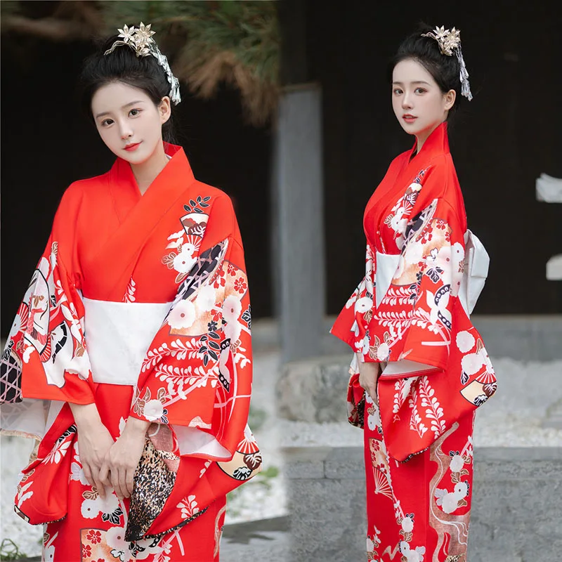 אופנה לאומי מגמות נשים סקסי קימונו יאקאטה עם אובי חידוש שמלת ערב יפנית Cosplay תלבושות קימונו פרחונית לנשים - 3