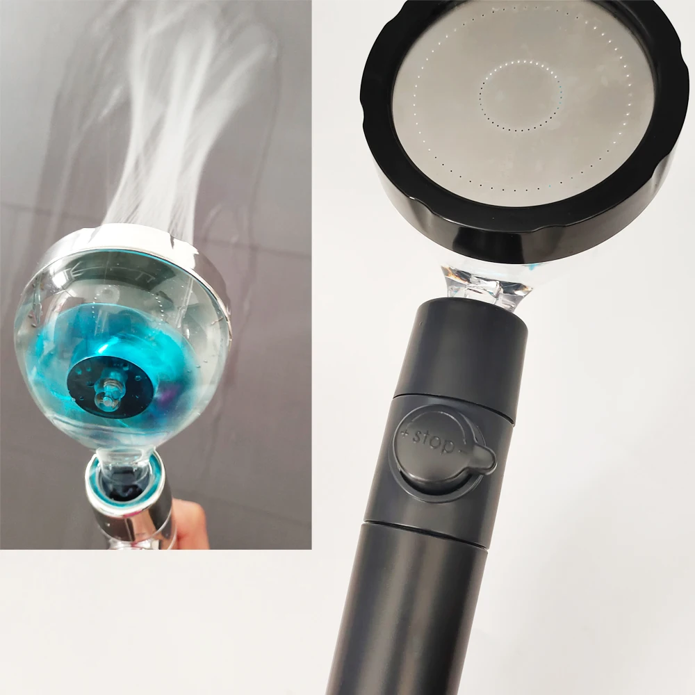 אמבטיה מדחף ראש מקלחת עם מאוורר אחד מפתח לעצור מסנן מים זרבובית 360 תואר סיבוב בלחץ גבוה ראש מקלחת אמבטיה - 3