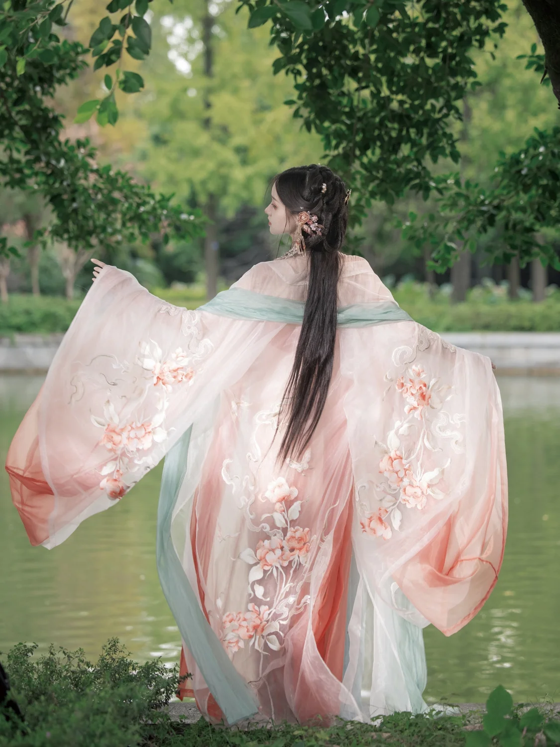 אסתטי הפייה המקורי Hanfu הנשי החזה-אורך האן אלמנטים טאנג סגנון גדול שרוול החולצה רקמה Khov חליפת חצאית - 3