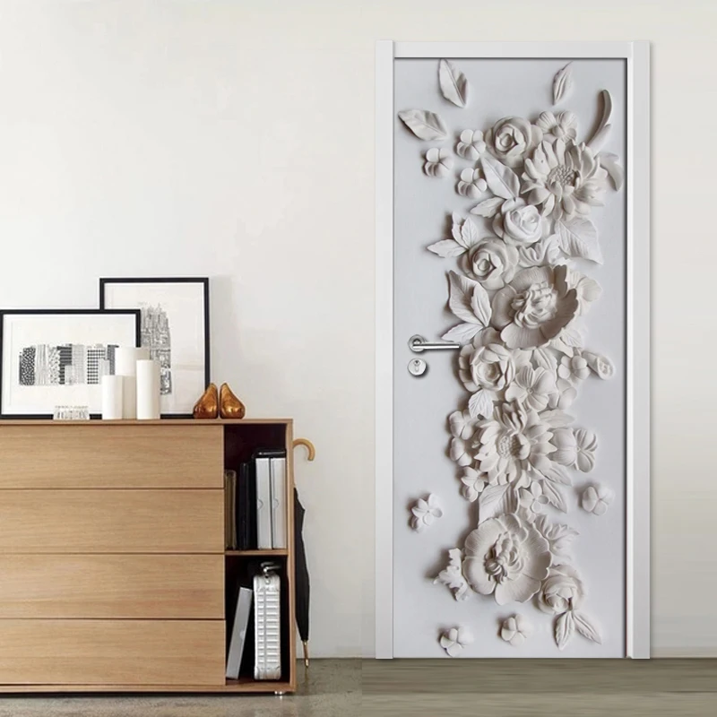 בולטות פרח קיר חדר השינה, הסלון הדלת קישוט מדבקה 3D טפט PVC הדבקה עצמית עמיד למים ציור קיר ציור קיר - 3