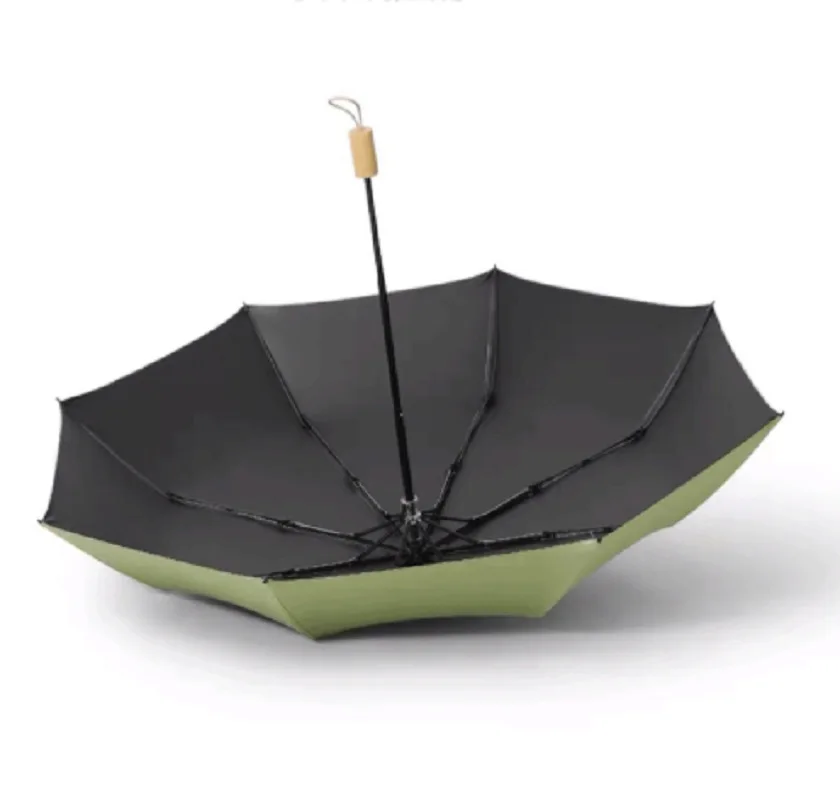 בלה אופנה Soild צבע ידית עץ מטריות לגשם Windproof קיפול מטריה עבור נשים השמשייה שמשיה מטריה YD220018 - 3