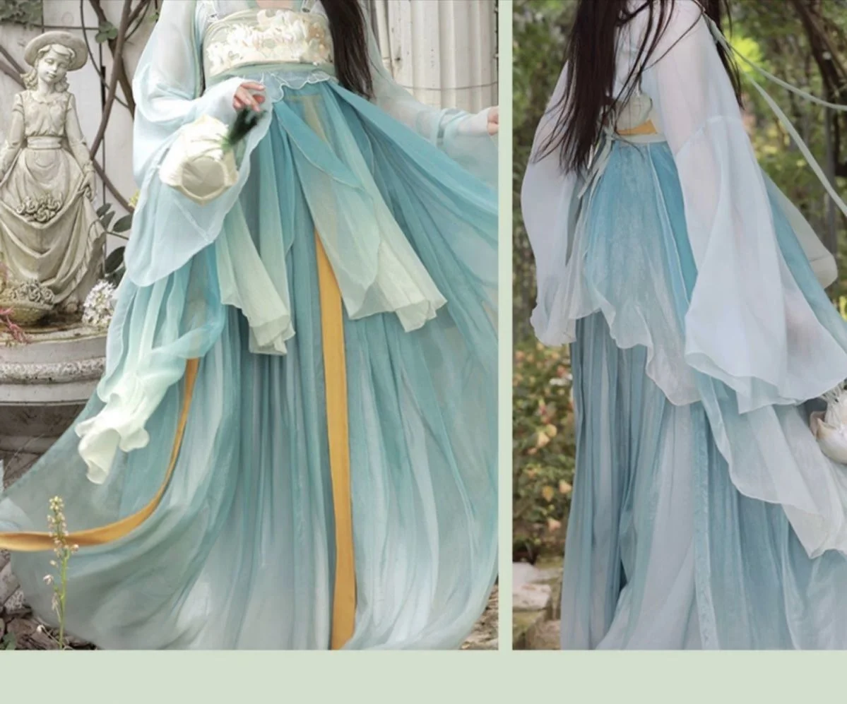 בסגנון סיני Hanfu השמלה להגדיר נשים וינטאג אלגנטית פרח רקמה פיות ריקוד תלבושות הבמה נקבה נסיכה מתוקה תלבושות - 3